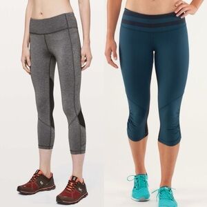 2 pairs! Lululemon Size 6 Pocket Leggings Pace Rival Run Running Cropped.  22 13